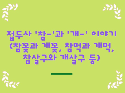 접두사 '참-'과 '개-' 이야기