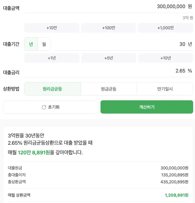 내집마련 디딤돌대출 상환시뮬레이션