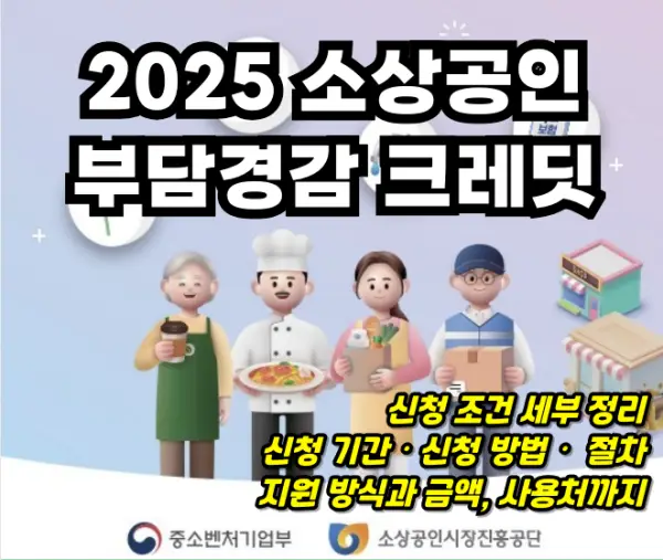 2025 소상공인 부담경감 크레딧 사용처, 사용방법, 신청, 체크카드, 국민연금, 지원시스템 2025 소상공인 부담경감 크레딧