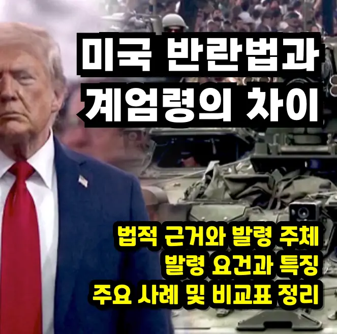미국 반란법과 계엄령의 차이 (2025년 현재 미국 상황의 이해) 반란법과 계엄령