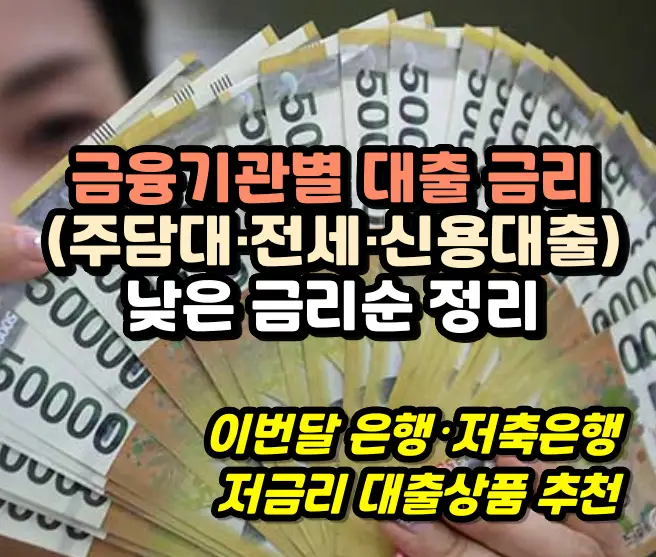 대출금리 낮은 은행은 어디