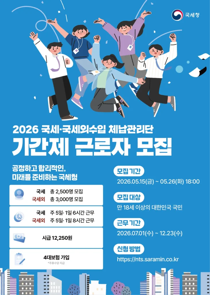 재택 가능한 국세청 체납관리단 9,500명 대규모 채용 조건·급여·지원방법 완벽 정리 국세청 체납관리단 모집