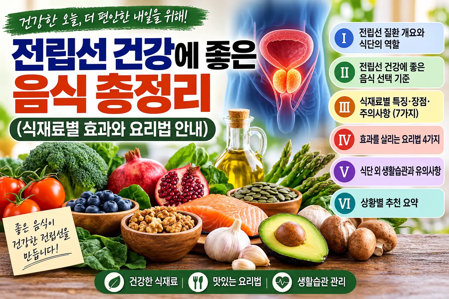 전립선 건강에 좋은 음식 총정리 (식재료별 효과와 요리법까지) 전립선 건강